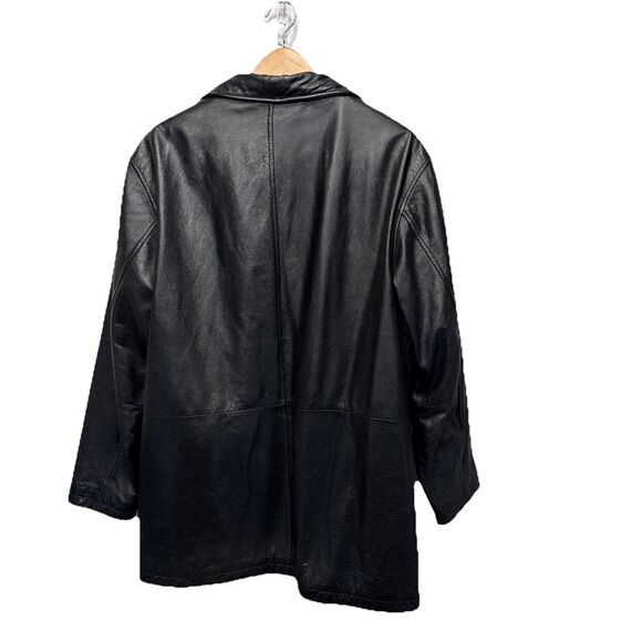 Wilsons M. Julian Vintage Black Leather Button Up Mid-Length Coat Men Large - Picture 3 of 10